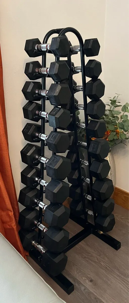 1,2,3,4,5,6,7,8,9,10kg hex dumbbells set - Image 2