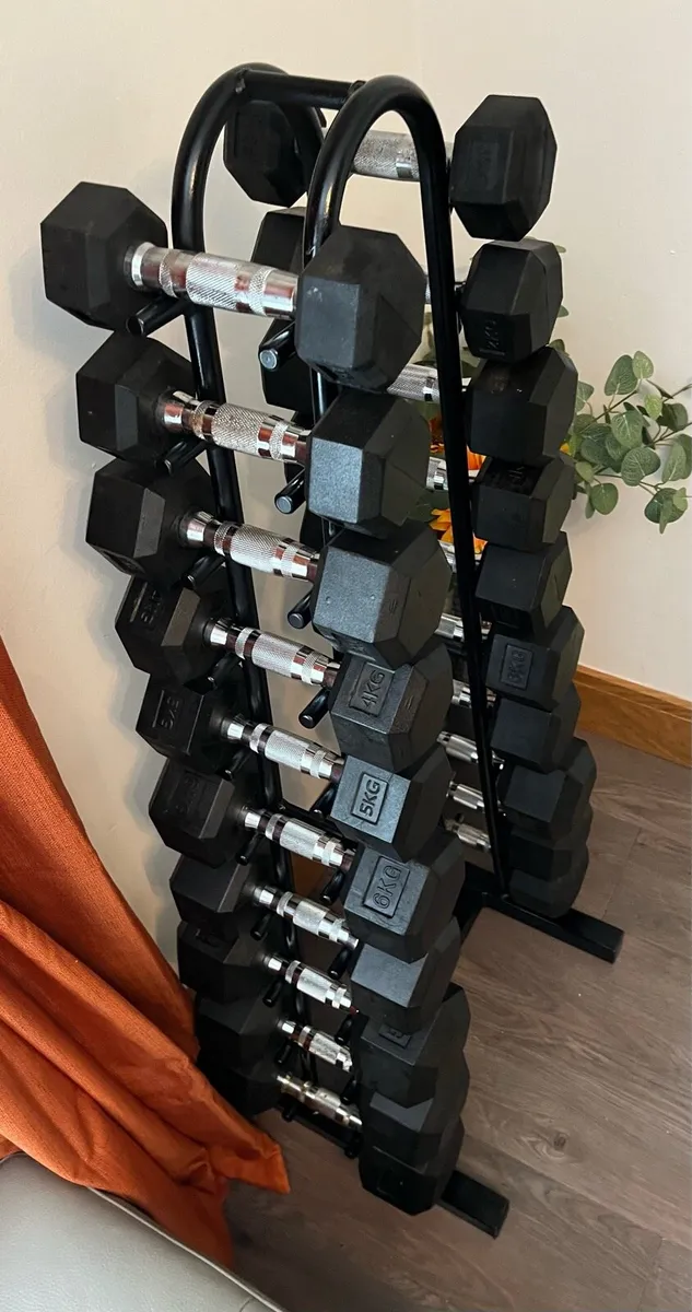 1,2,3,4,5,6,7,8,9,10kg hex dumbbells set - Image 4