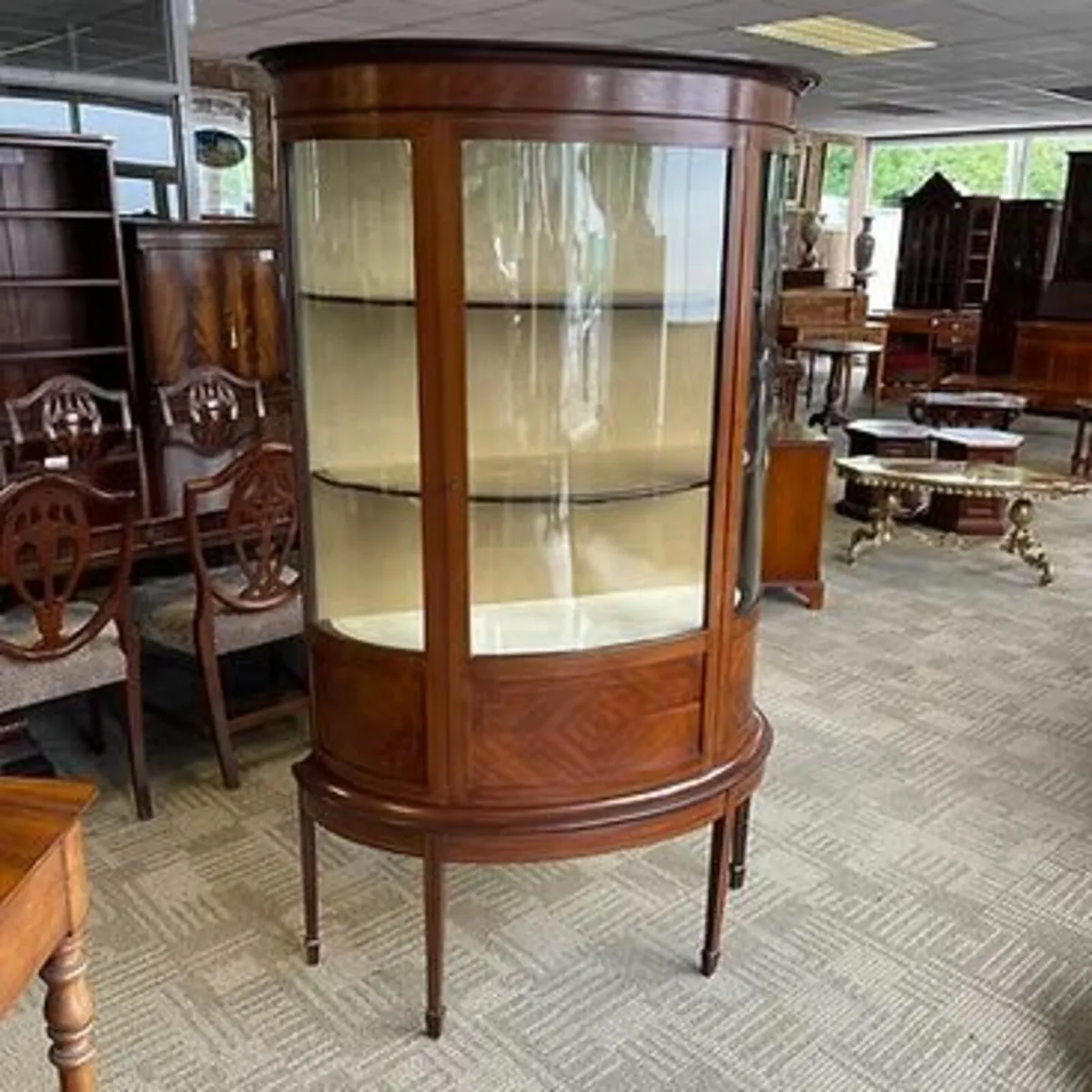 Fabulous mahogany Edwardian demi lune display cabi