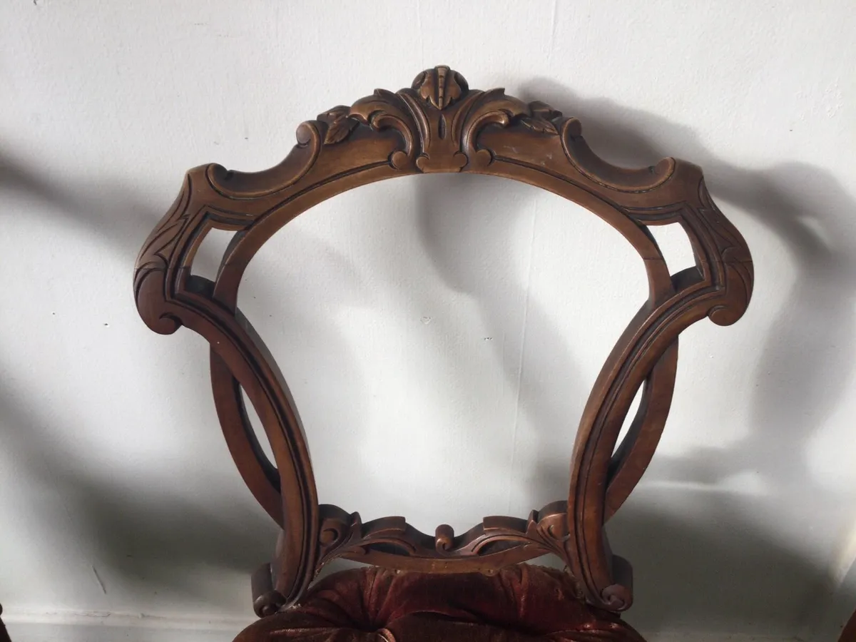 Antique Pair of Walnut Chairs - Image 2