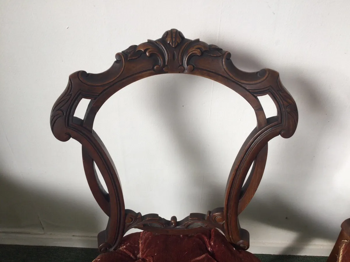 Antique Pair of Walnut Chairs - Image 3