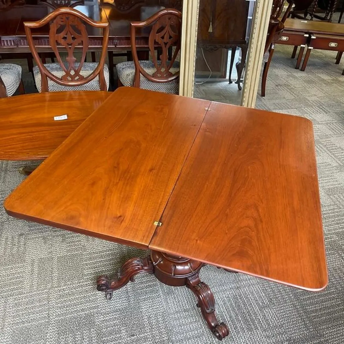 Fabulous mahogany Victorian cards games table - Image 4