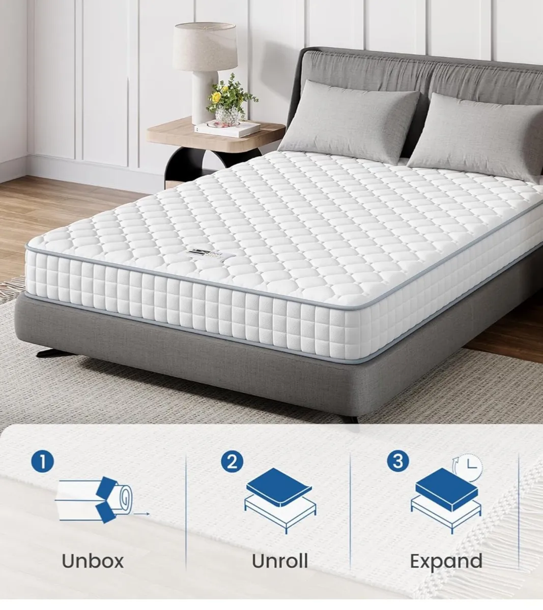 3FT Single Mattress, Sleeping Sprung Mattress Medi - Image 2