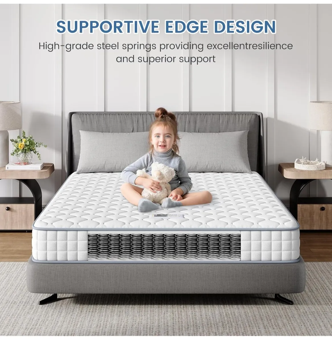 3FT Single Mattress, Sleeping Sprung Mattress Medi - Image 3