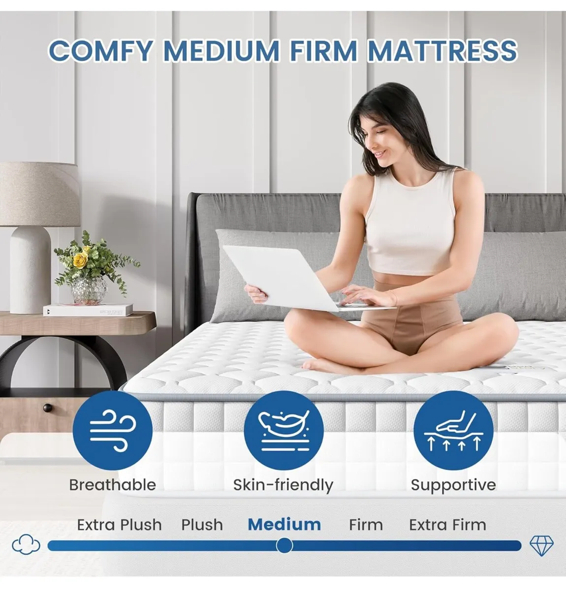 3FT Single Mattress, Sleeping Sprung Mattress Medi - Image 4