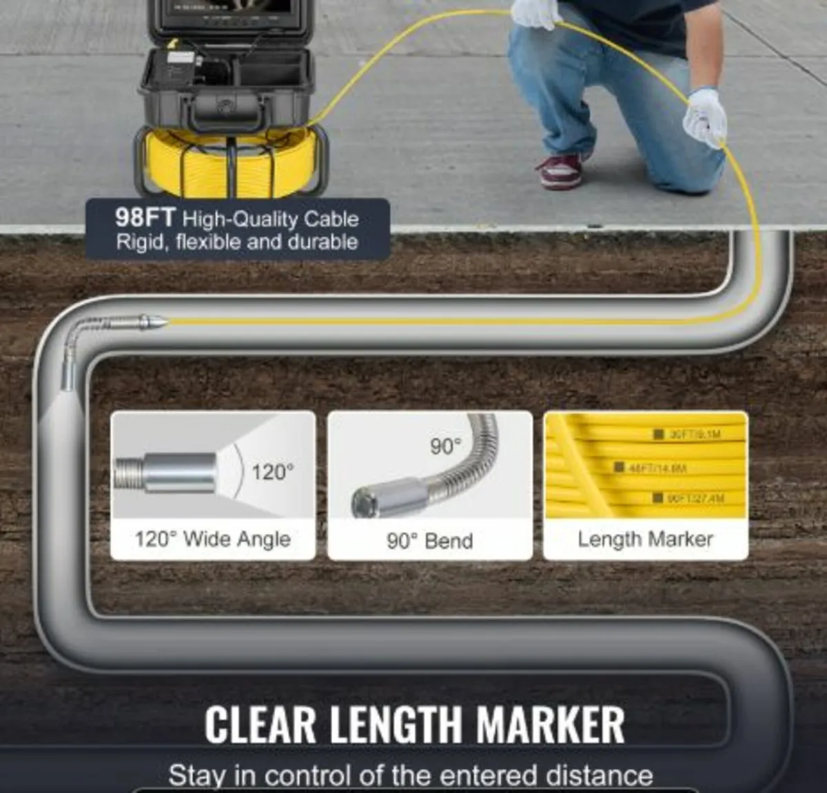 Sewer Camera 230 ft/70m Self-Leveling Drain - Image 3
