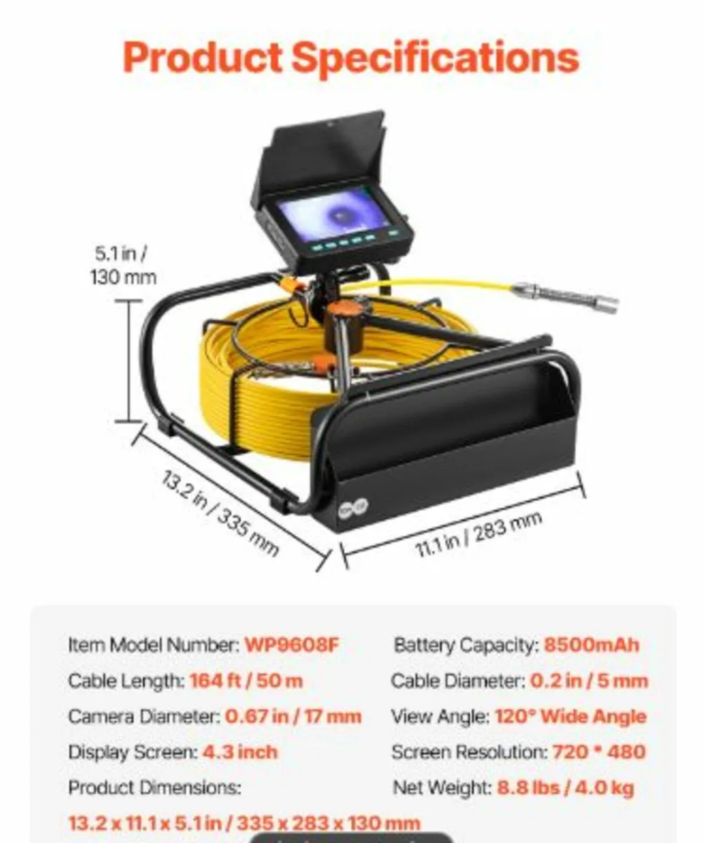 Sewer Camera 50m 4.3-inch Duct Camera - Image 4