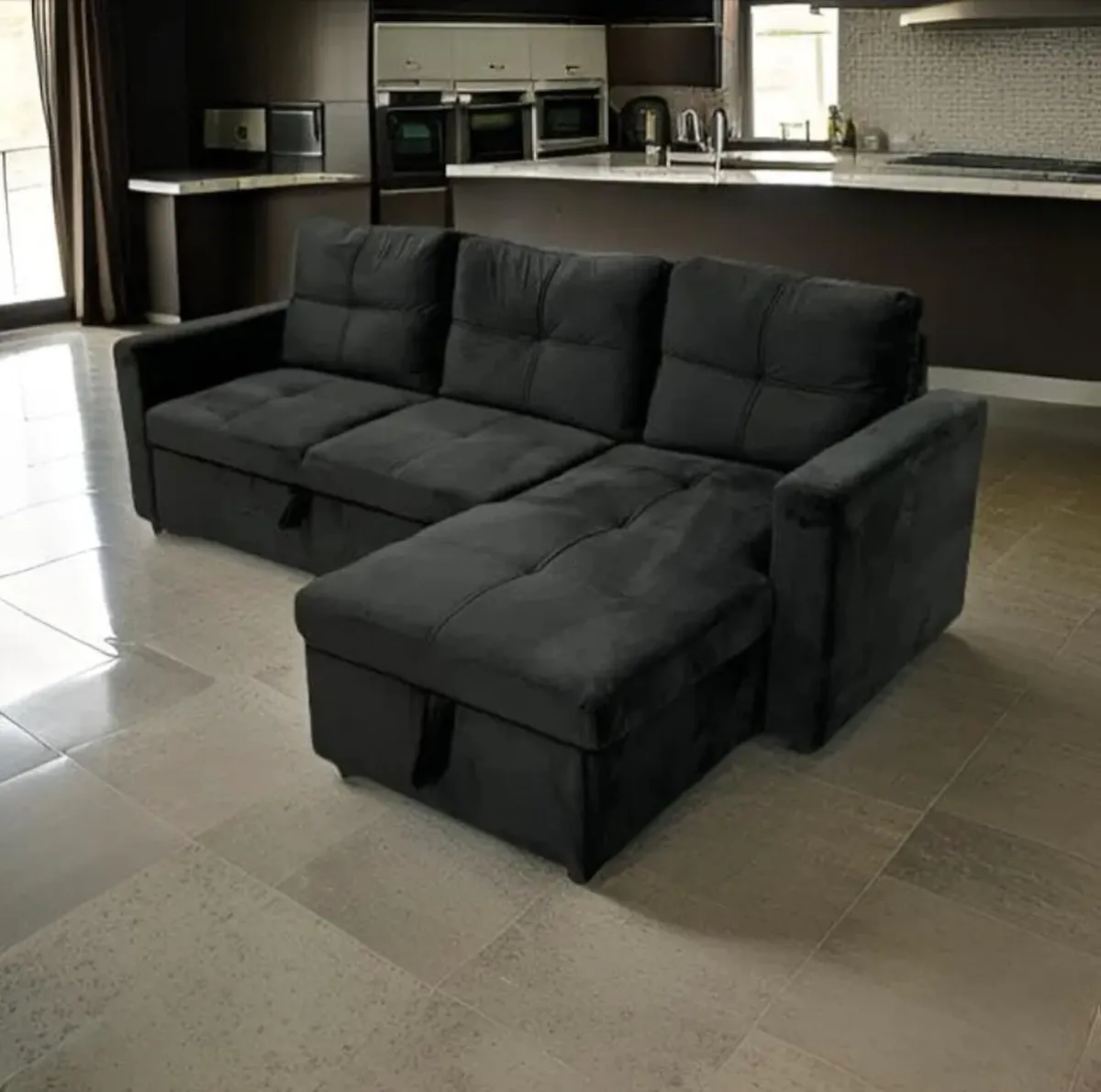 L-Shape Velvet Sofa Bed | Corner Storage | €499 - Image 1