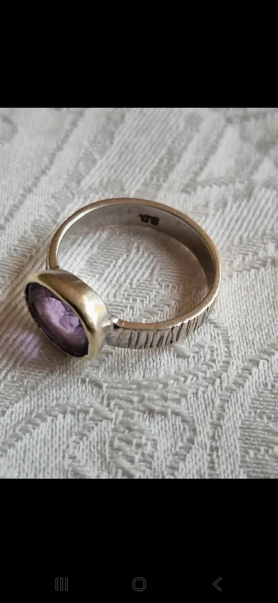 Solid silver & amethyst one-off hand made ring... - Image 1