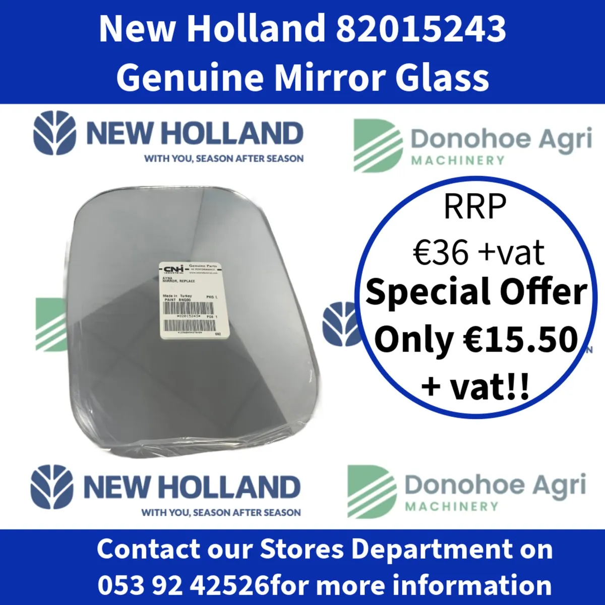 Genuine New Holland 82015243 Mirror Glass!