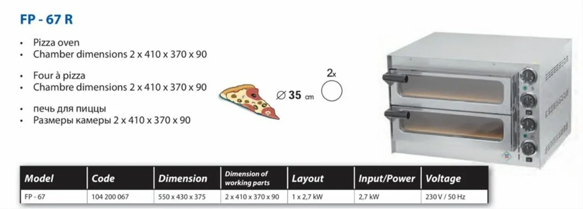 Double Pizza Oven with timer - Image 2