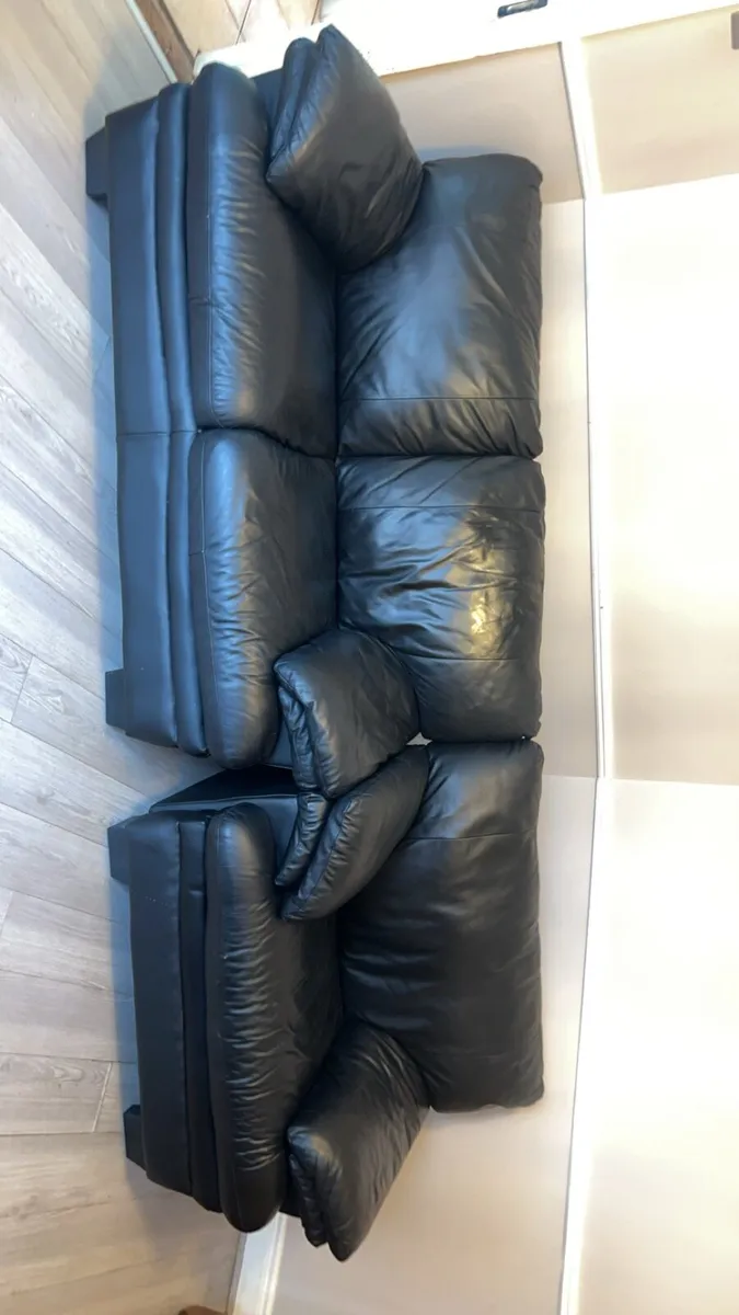 LEATHER COUCH + ARM CHAIR, TABLE AND FOOT REST✅💬 - Image 2