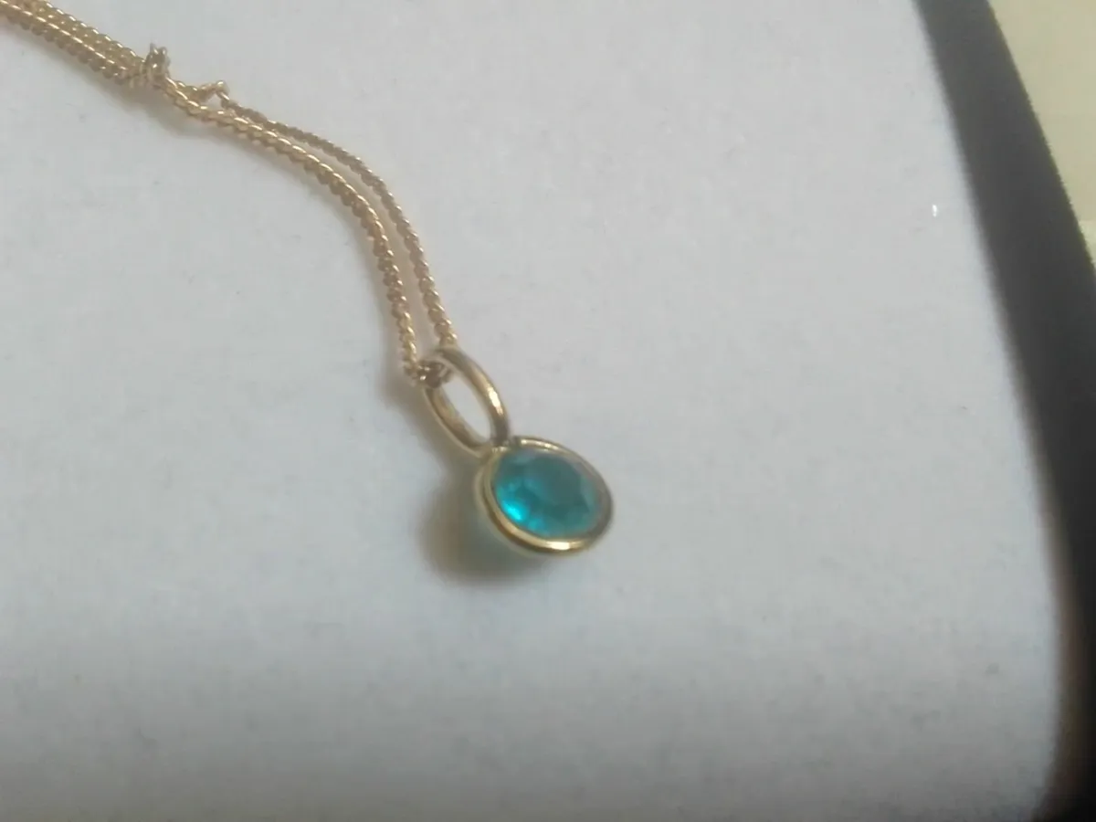 STERLING SILVER/ GOLD BLUE TOPAZ PENDANT 18" - Image 1