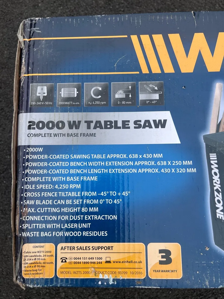 Workzone 2000w Table Saw - Brand New - Image 2