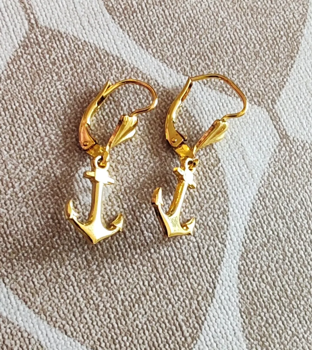 Retro gold plated anchor earrings - Image 2