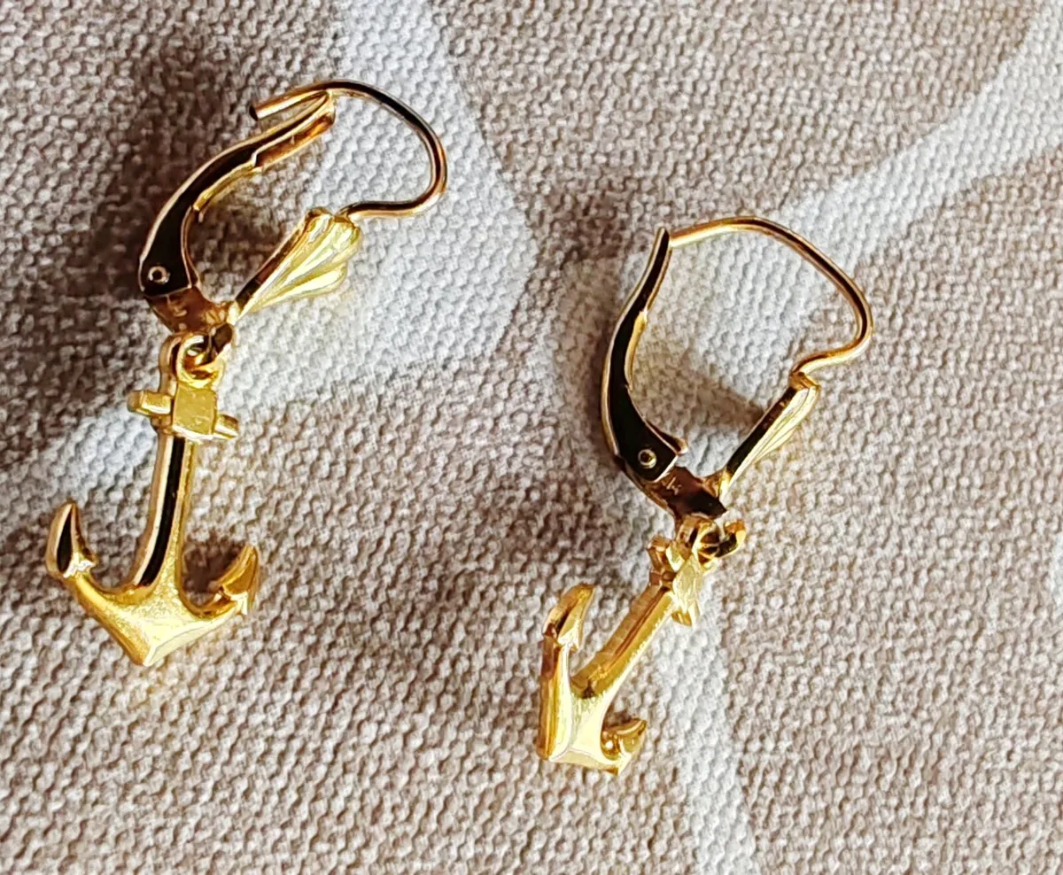 Retro gold plated anchor earrings - Image 3