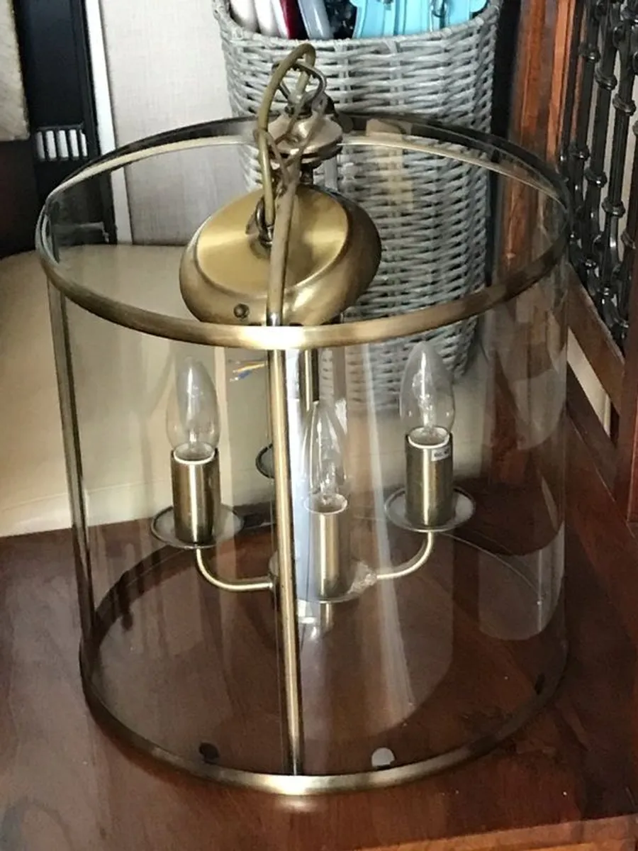 Antique brass four arm ceiling lantern - Image 1