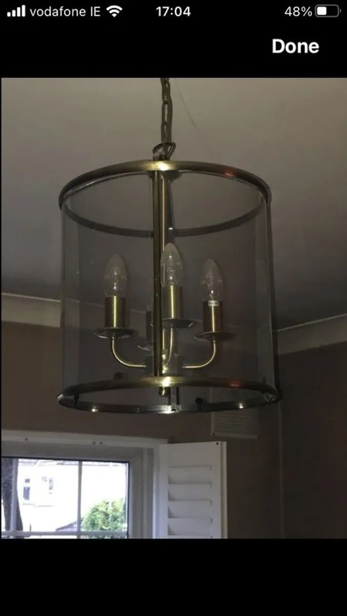 Antique brass four arm ceiling lantern - Image 3