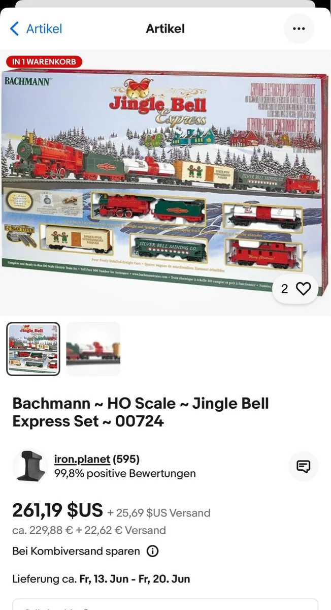 Bachmann ~ HO Scale ~ Jingle Bell Express Set 110V - Image 1