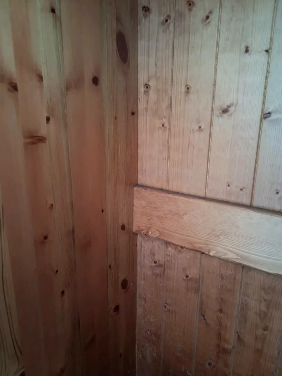 Solid antique pine wardrobe and double bed - Image 2