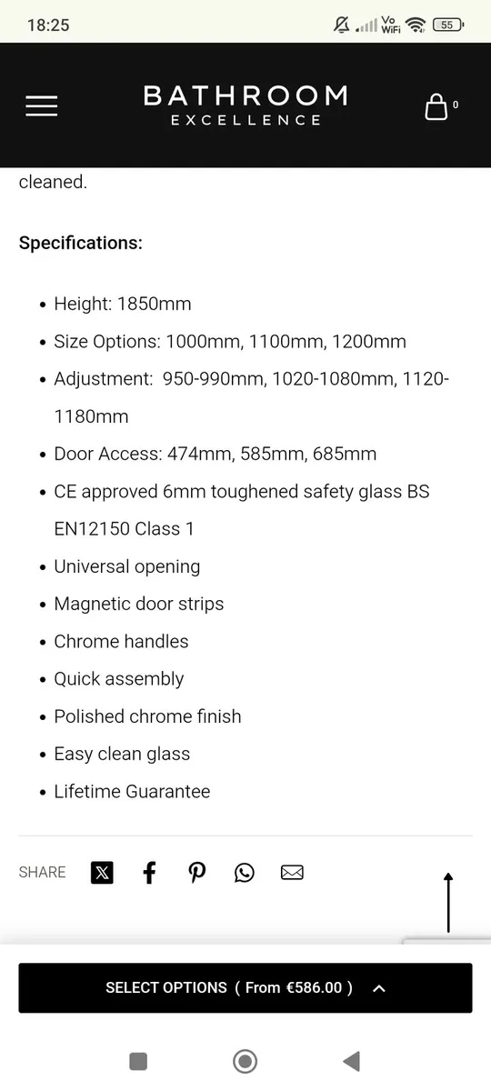 Pivot bifold chrome shower door 1100mm-Brand new - Image 4