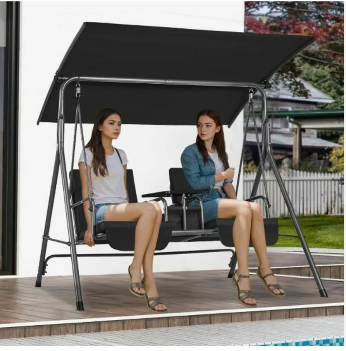 2-Seat Patio Swing Chair Outdoor Patio - Image 4