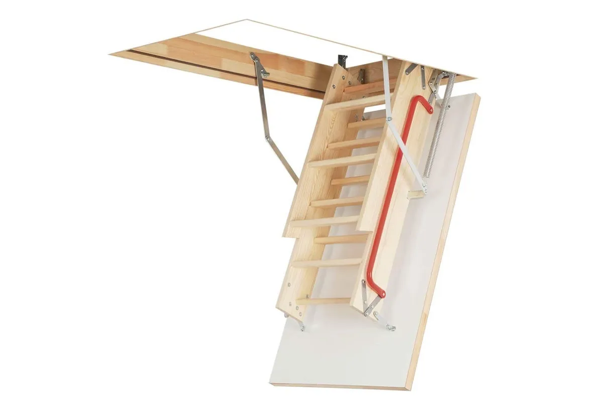Wooden Timber Folding Loft Ladder Attic Stairs - Image 2