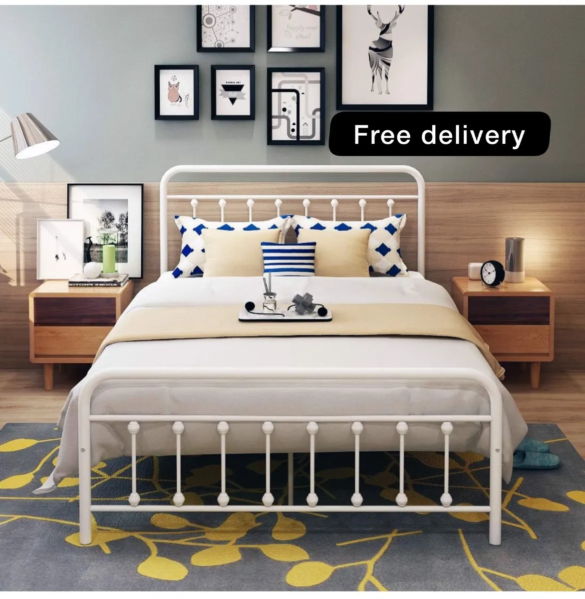 Double Bed Frame with Headboard and Footboard Stor - Image 1