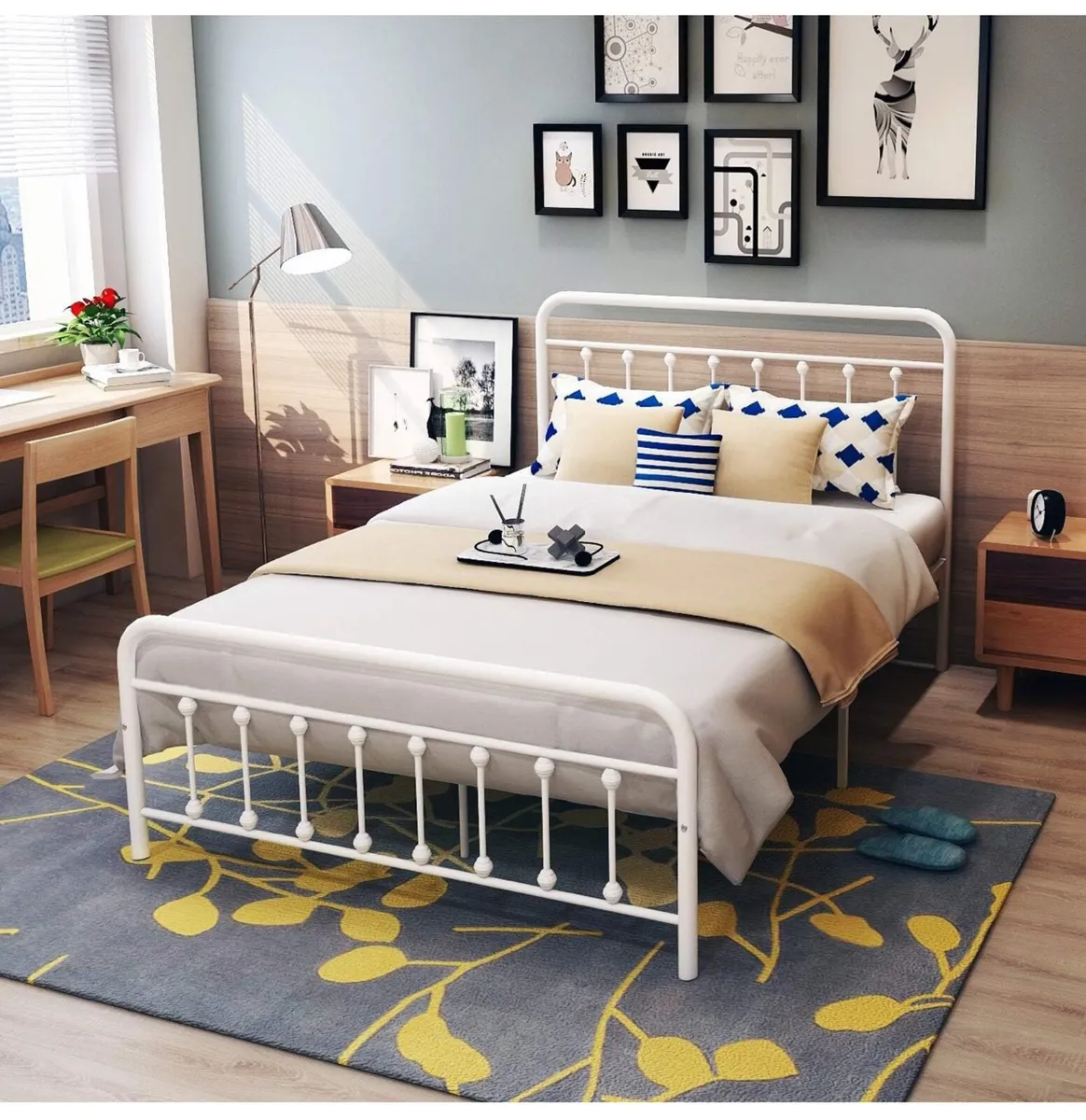 Double Bed Frame with Headboard and Footboard Stor - Image 1