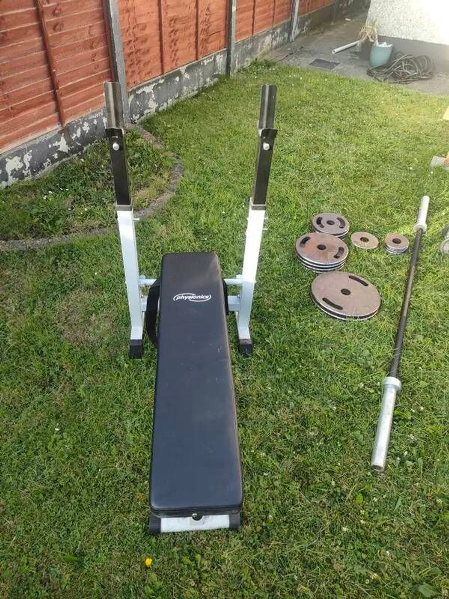 100+KG bench press weights+ Bar, Bench ,+ Smaller weights for arms - Image 1
