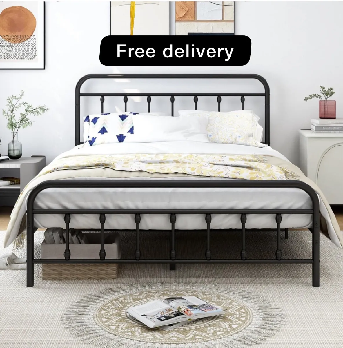King Size Bed Frame with Headboard and Footboard S - Image 1
