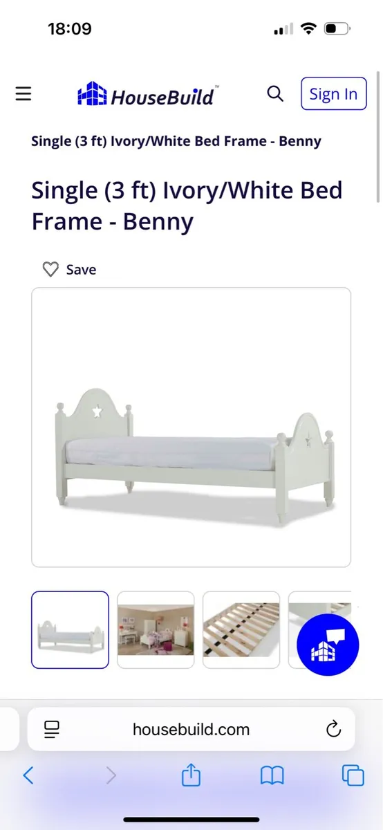 Kids Solid Wood Single Bed & mattress- ivory white - Image 4