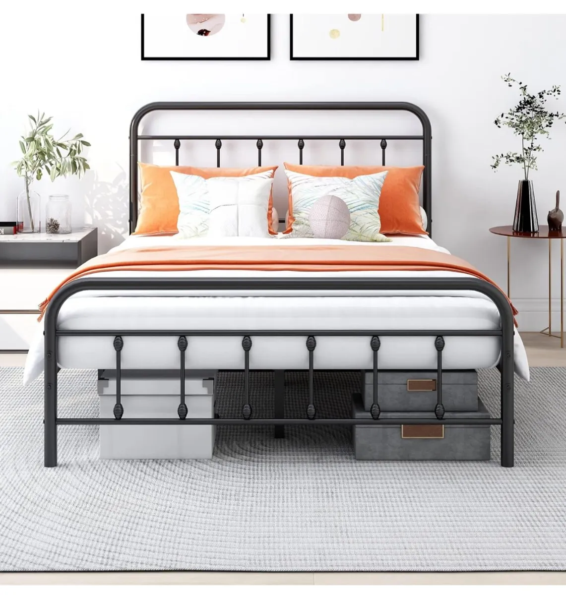 Double Bed Frame with Headboard and Storage Under - Image 1