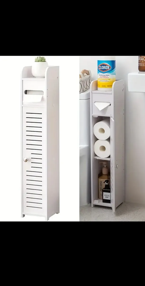 Toilet Paper Holder Stand, Toilet Storage Cabinet - Image 1