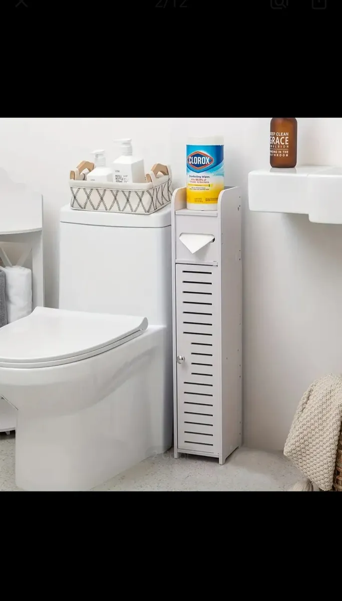 Toilet Paper Holder Stand, Toilet Storage Cabinet - Image 2