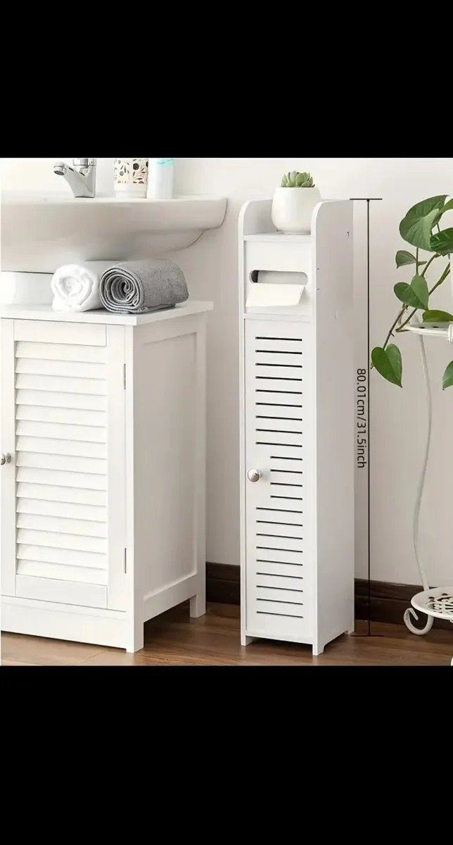 Toilet Paper Holder Stand, Toilet Storage Cabinet - Image 3