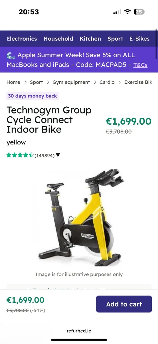 Technogym Group Cycle Connect Indoor Bike - Image 4