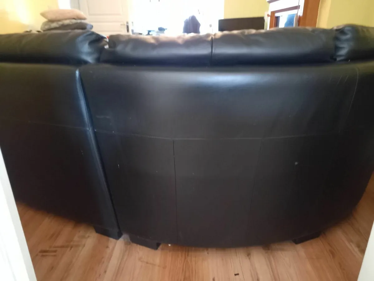 Large Black Leather Corner Sofa - Image 2