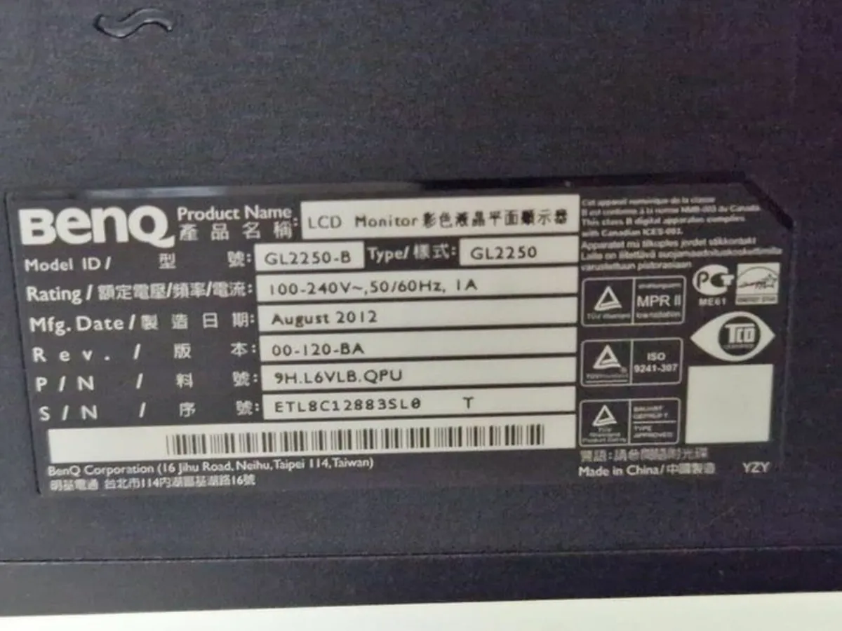 BENQ Model GL2250-B 21.5 inch Monitor - Image 3