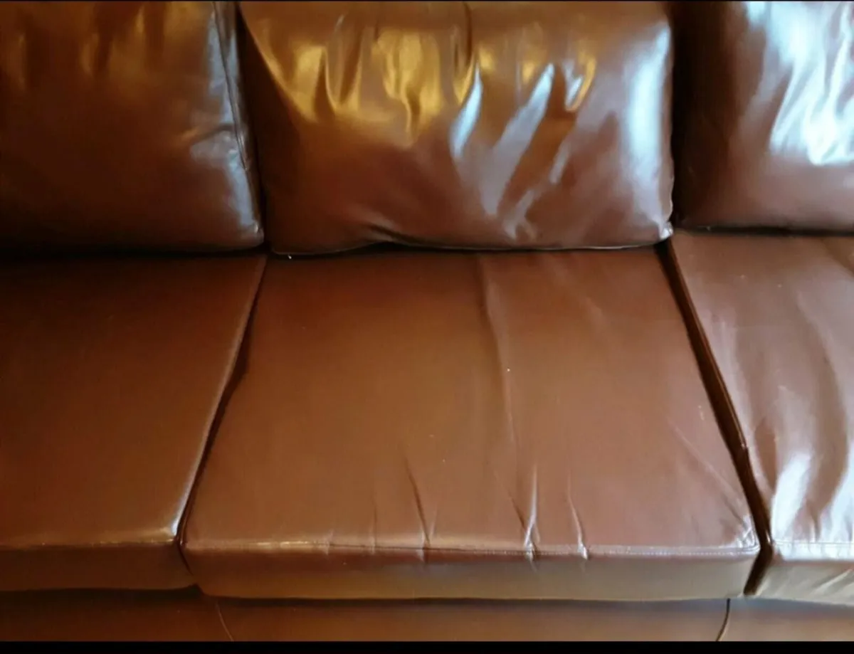 Large Chocolate Brown Leather Sofa - Image 3