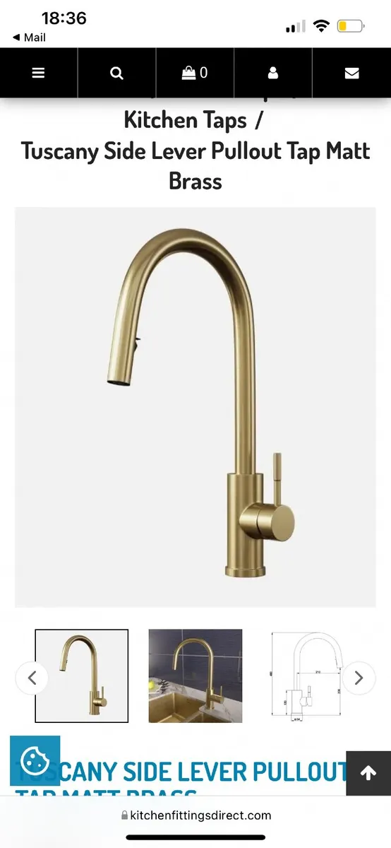 Tuscany Side Lever Pullout Kitchen Tap Matt Brass - Image 4