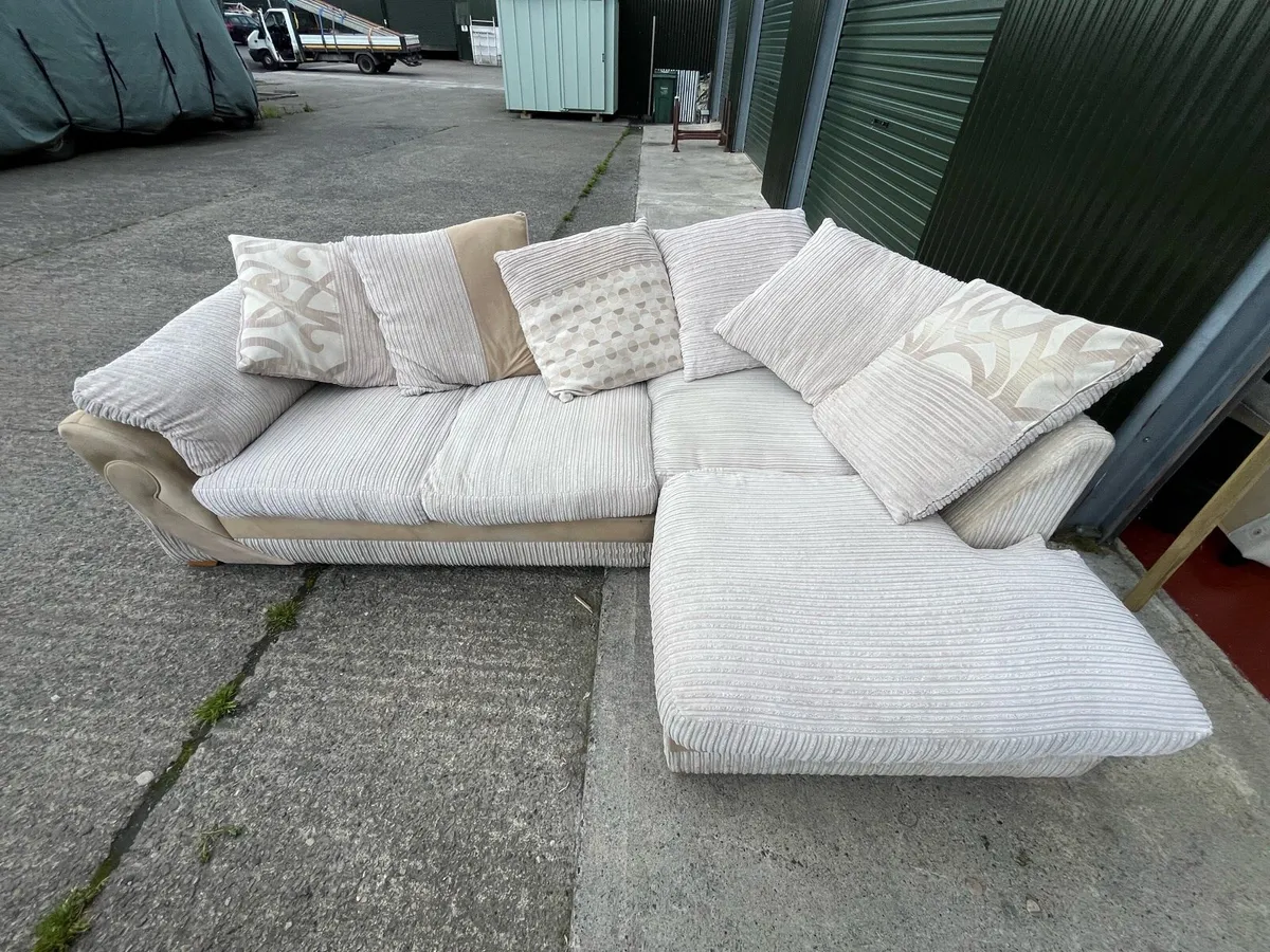 Beige corner sofa L shaped delivery available - Image 1