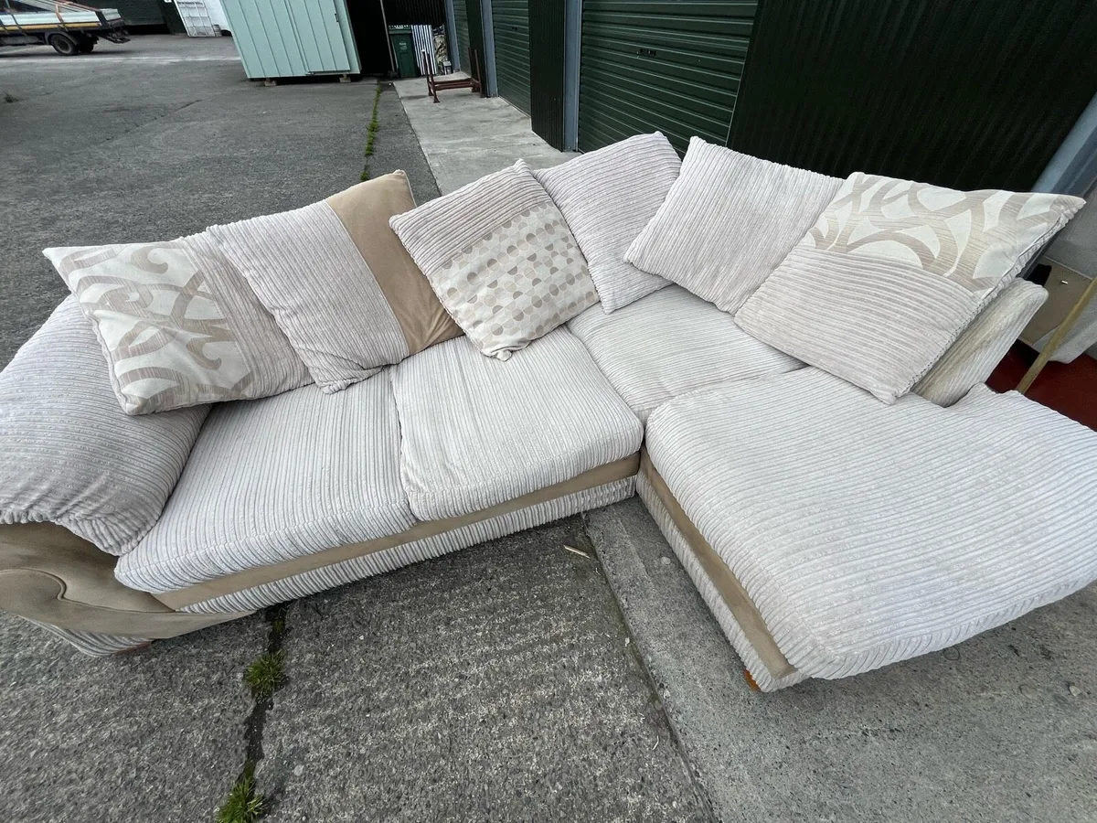 Beige corner sofa L shaped delivery available - Image 2