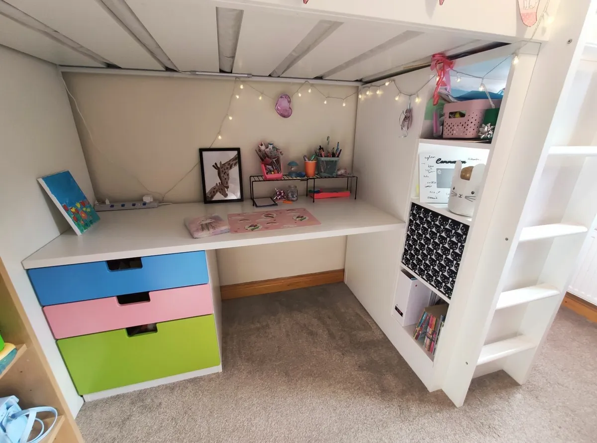 Bunk bed with desk and mattress from Ikea - Image 3