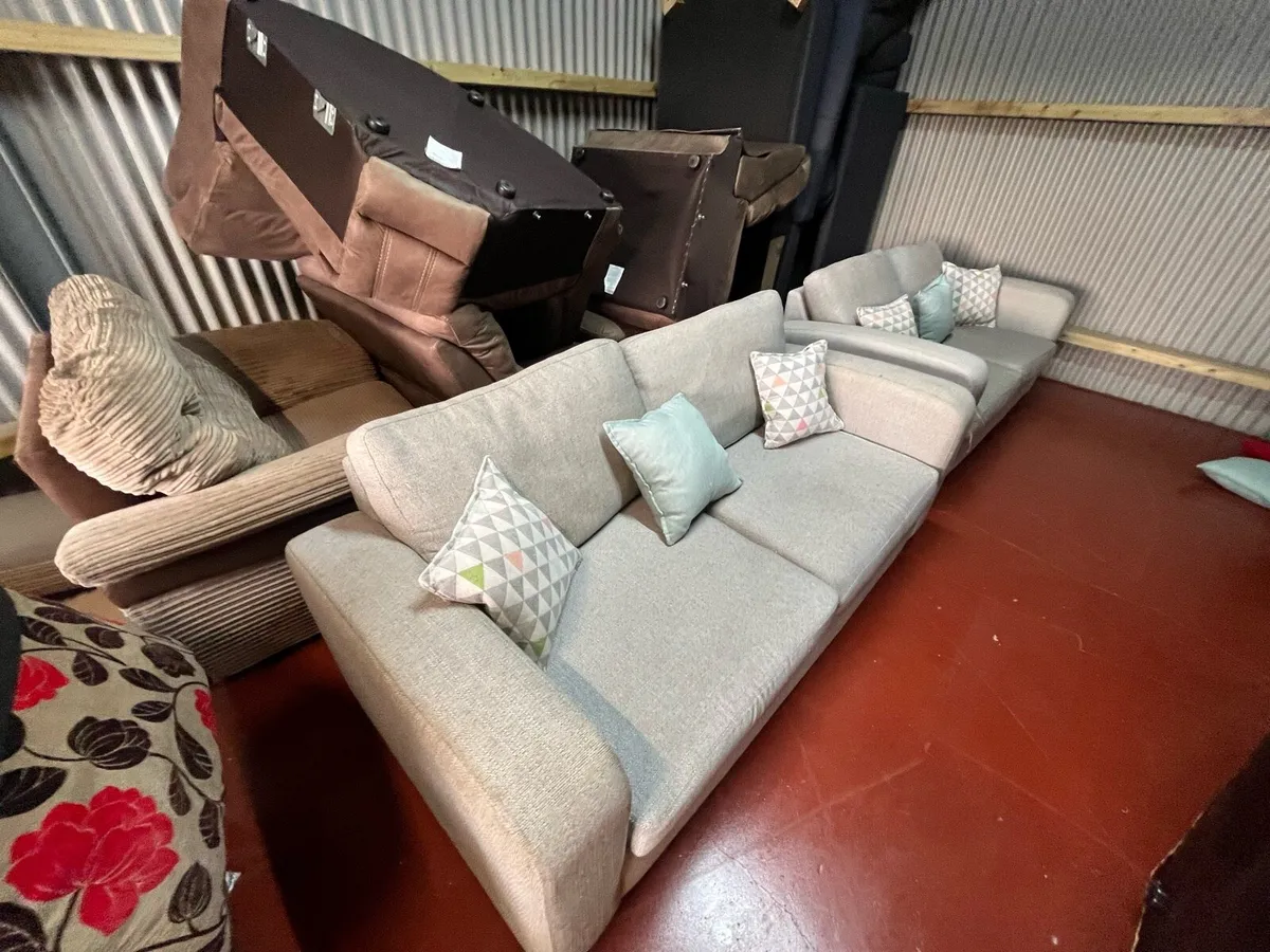 Grey 2 seater sofa set delivery available - Image 1