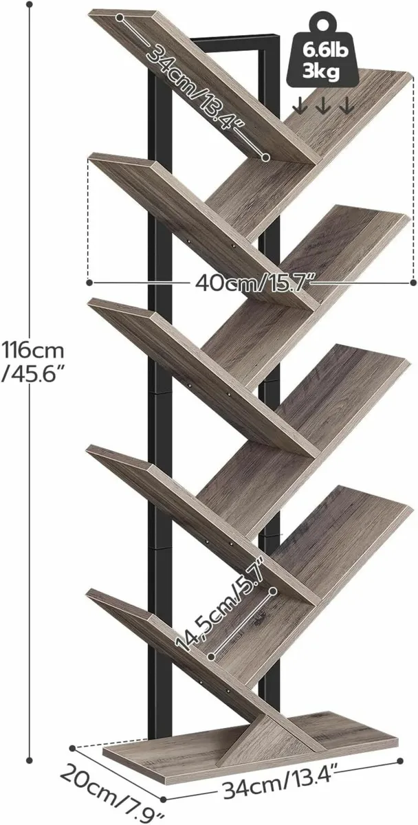 Tree Bookshelf Tall 9-Tier Floor Standing bookcase - Image 2