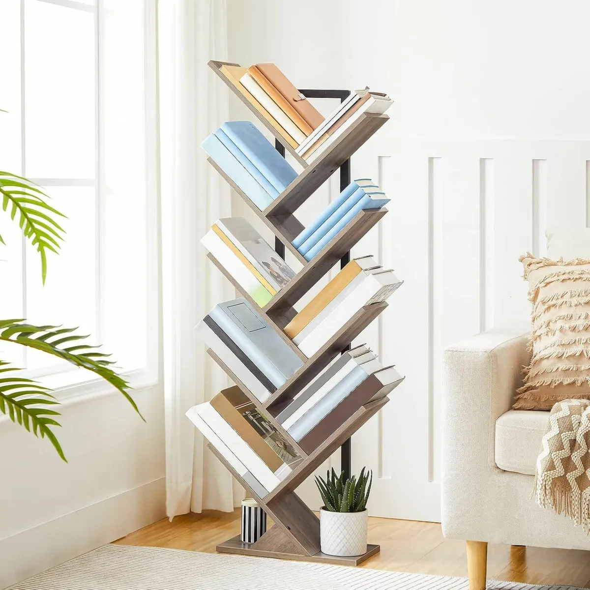 Tree Bookshelf Tall 9-Tier Floor Standing bookcase - Image 3