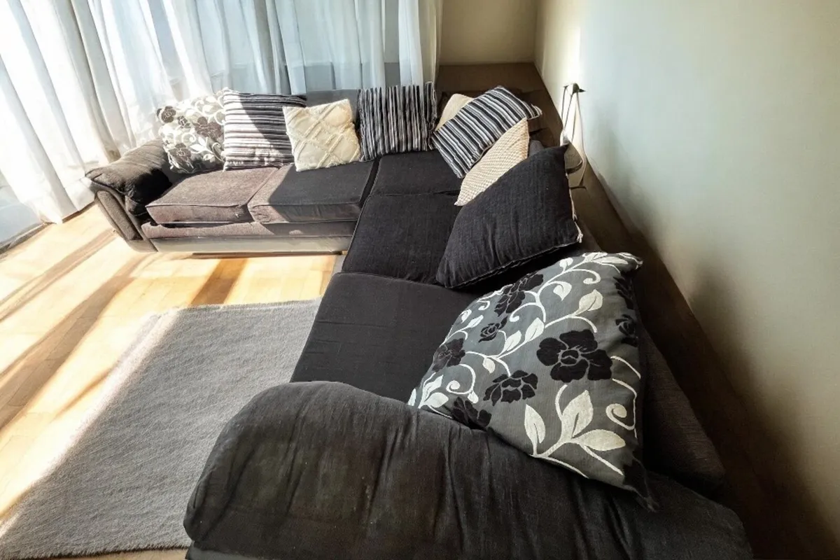 Black corner sofa L shaped delivery available - Image 1