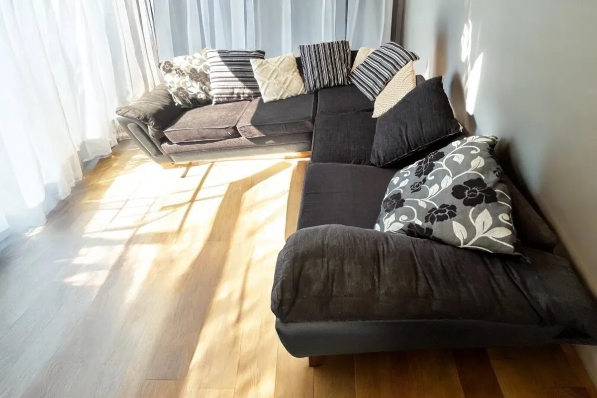 Black corner sofa L shaped delivery available - Image 2