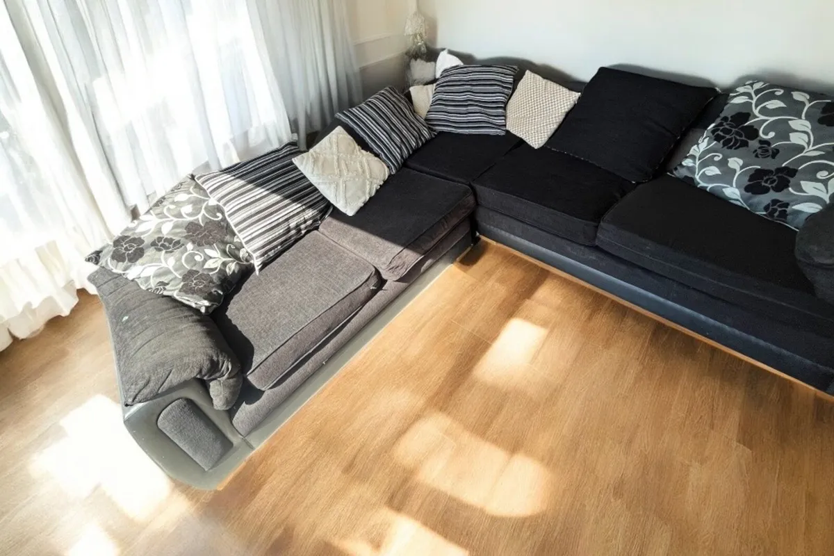 Black corner sofa L shaped delivery available - Image 3